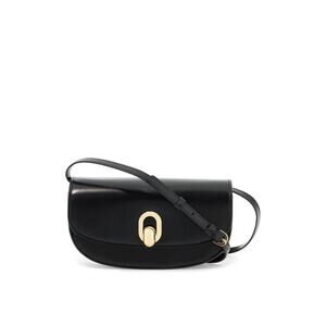 Savette The Tondo Crescent Bag in Smooth Calf Black Leather